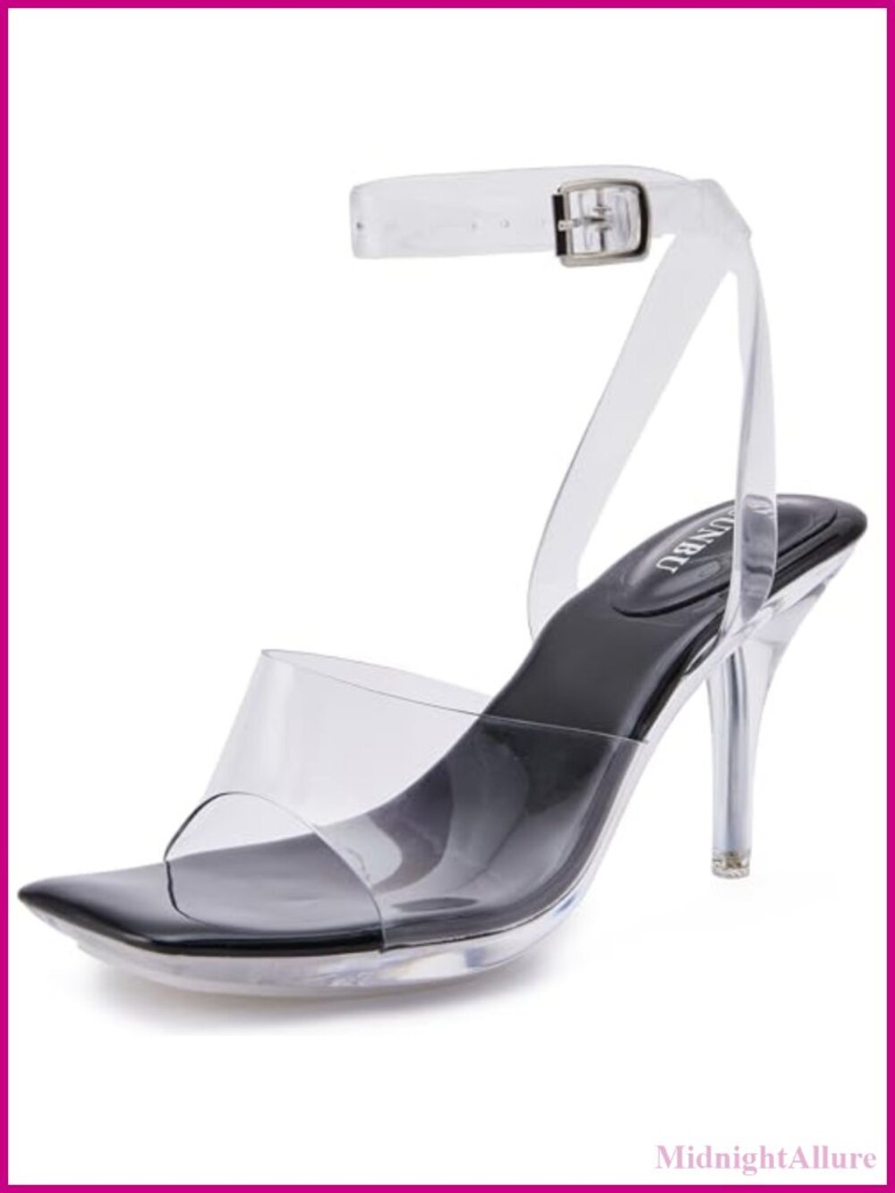 Clear Strappy High Heel Sandals Platform Slingback Square Toe Pumps